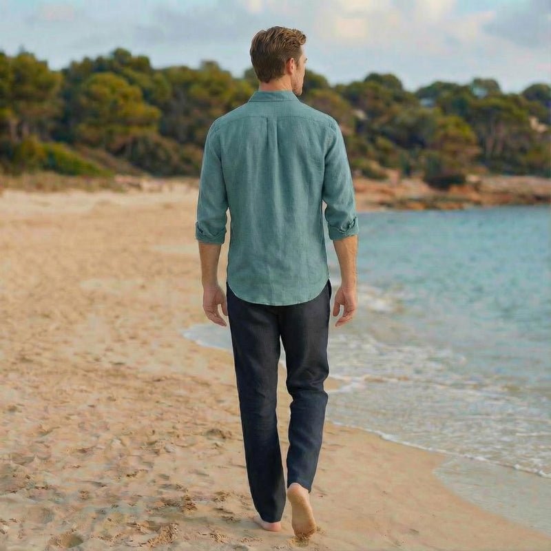 Men's Linen Resort Shirt with Front Pocket, photo 3
