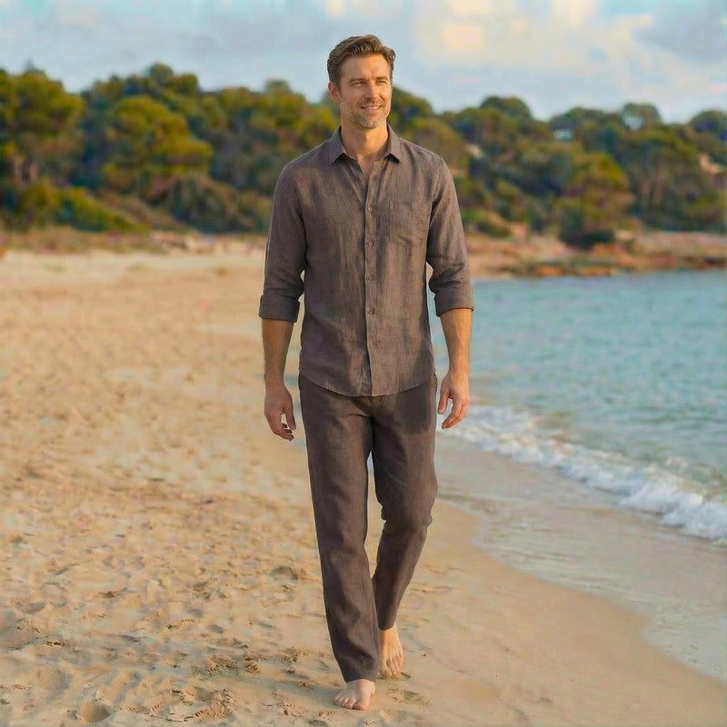 Men's Linen Shirt, Breathable, Natural Fabric Shirt, Summer Casual Beach Wear, Mens Linen Button Up Shirt