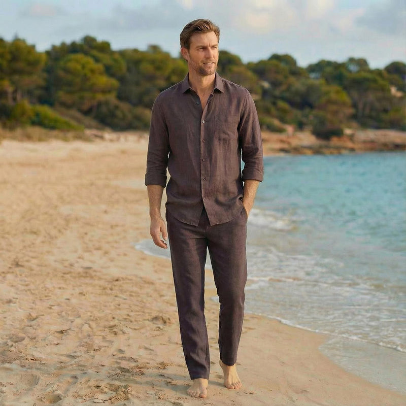 Men's Linen Shirt, Breathable, Natural Fabric Shirt, Summer Casual Beach Wear, Mens Linen Button Up Shirt