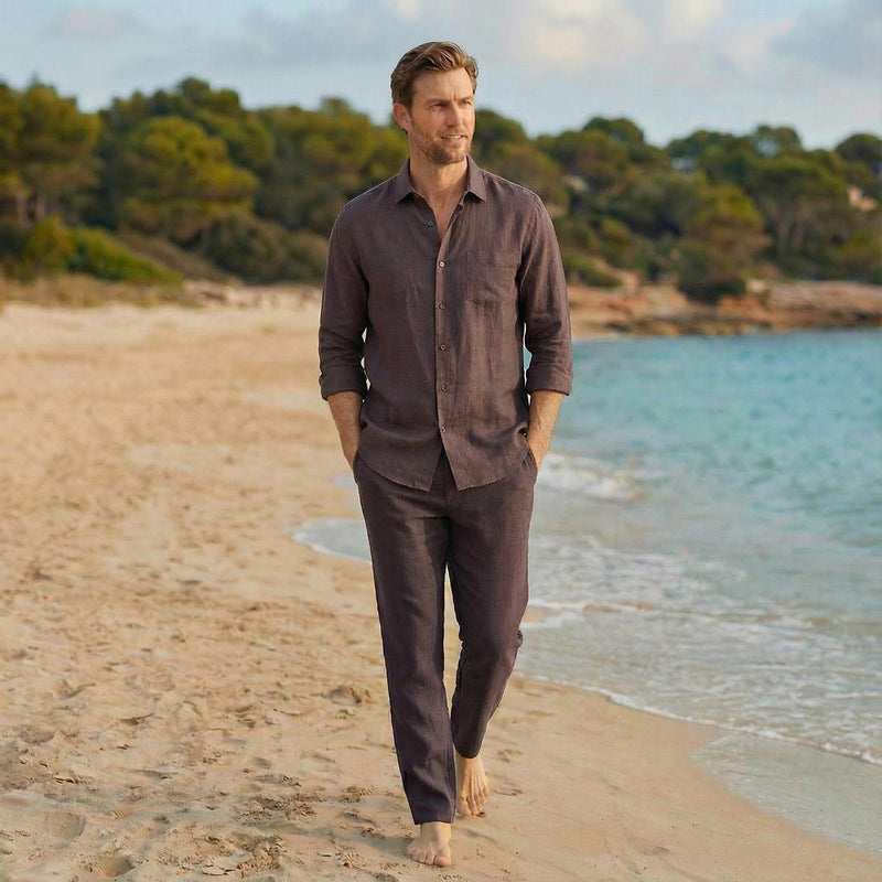 Men's Linen Shirt, Breathable, Natural Fabric Shirt, Summer Casual Beach Wear, Mens Linen Button Up Shirt