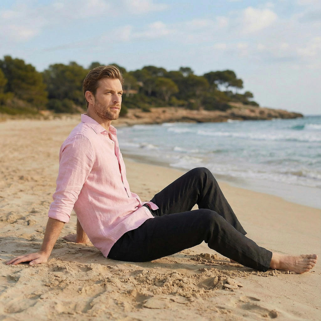 Pure Linen Button-Up Shirt, linen clothes for men, fashionable mens clothing, Gift for Men, Beach linen shirt
