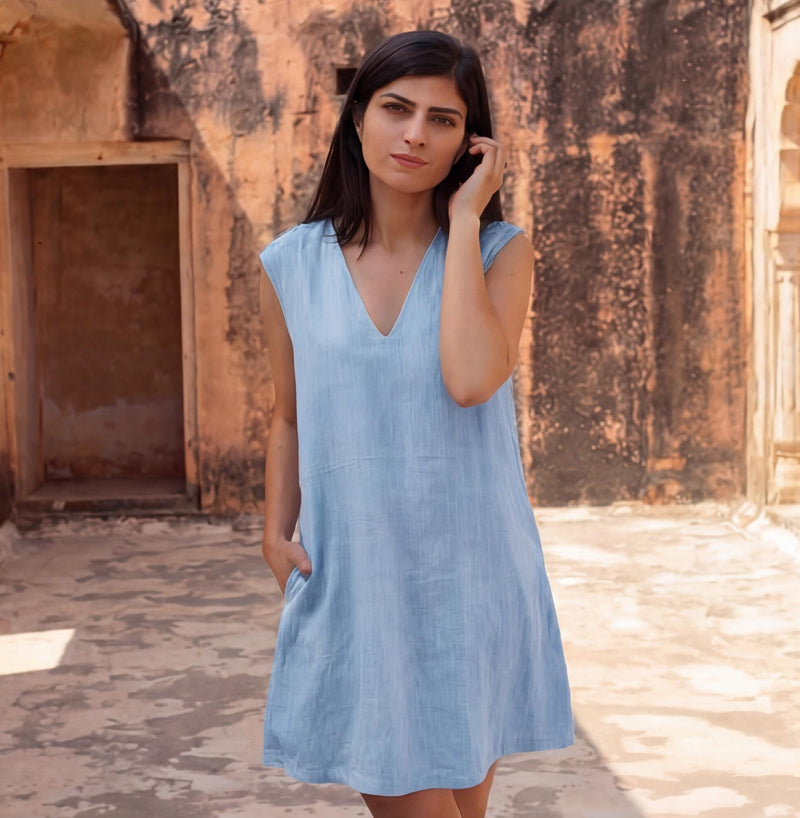 Sleeveless Linen Mini Dress, Relaxed Fit, photo 2
