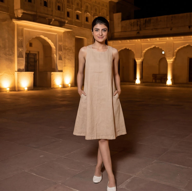Casual Sleeveless Linen Beach Dress