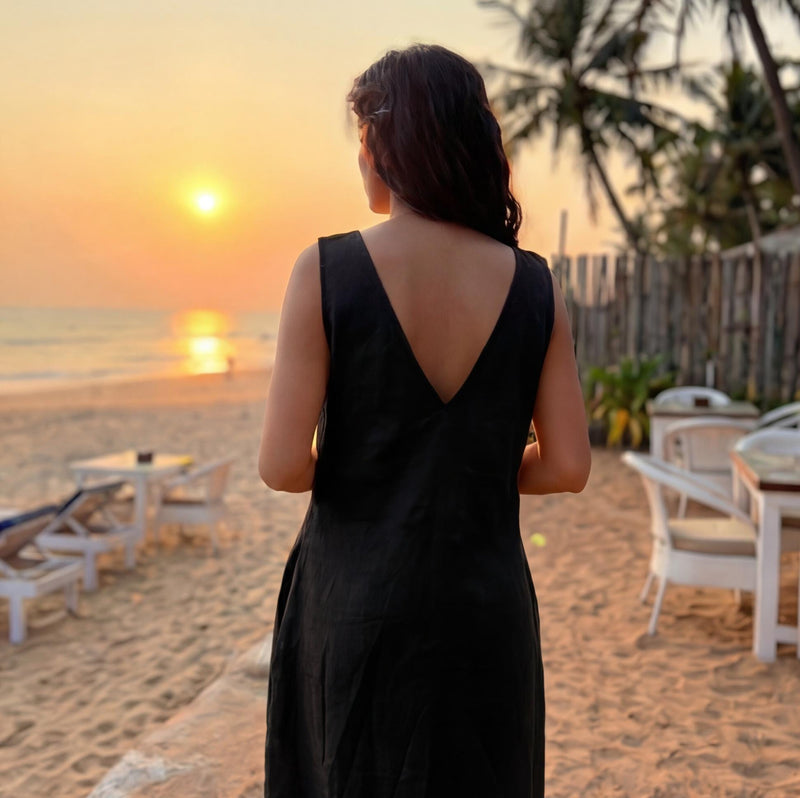Black Sleeveless Linen Shift Dress, photo 3