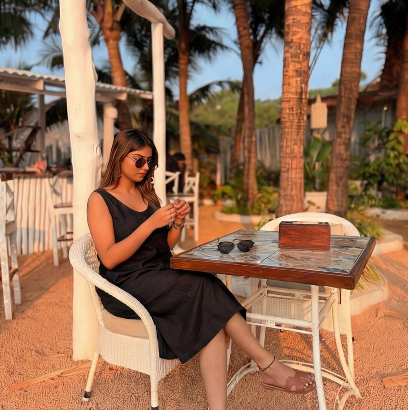Black Sleeveless Linen Shift Dress, photo 2