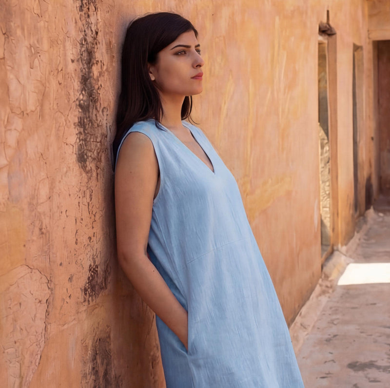 Sleeveless Linen Mini Dress, Relaxed Fit, photo 3