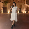 White Linen Midi Dress, Sleeveless Asymmetric Tunic with Pockets, Plus Size Clothing