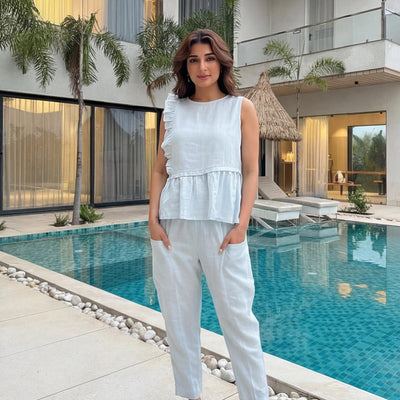 Linen Two Piece Loungewear Set