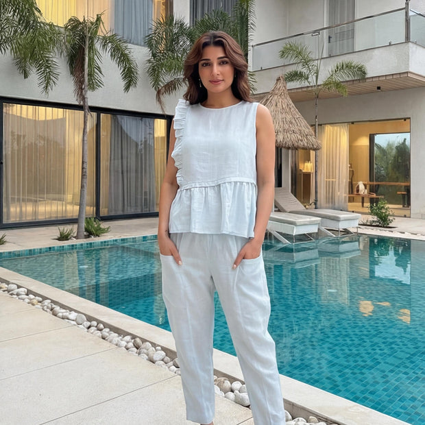 Linen Two Piece Loungewear Set