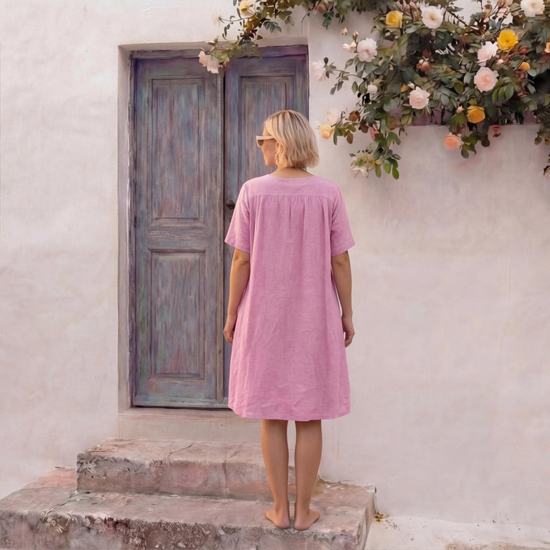 Layered Linen Knee-Length Dress, photo 3
