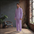 Linen clothes for Men, Relaxed Fit Linen Shirt with Mandarin Collar, Minimal placket look short front slit, Men Linen Resort Wear