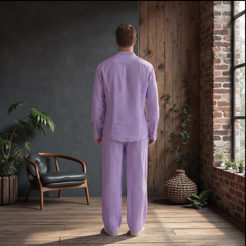 Men's Mandarin Collar Shirt, Minimal Placket, photo 3