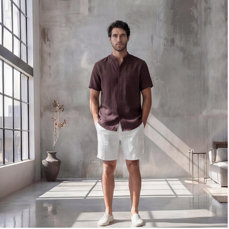 Men's Plus Size Short Sleeve Linen Shirt