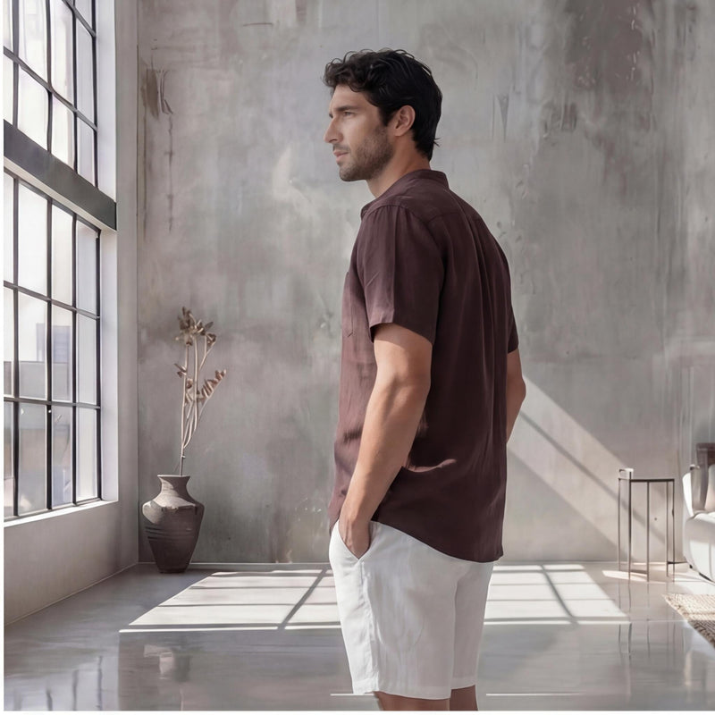 Men's Plus Size Short Sleeve Linen Shirt, photo 2