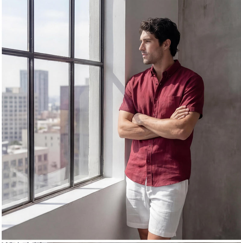 Men's Short Sleeve Linen Resort Wear Shirt, photo 2