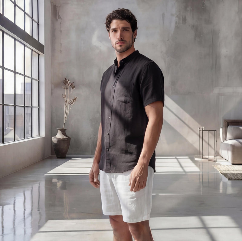 Men's Short Sleeve Linen Button Up Shirt, photo 4