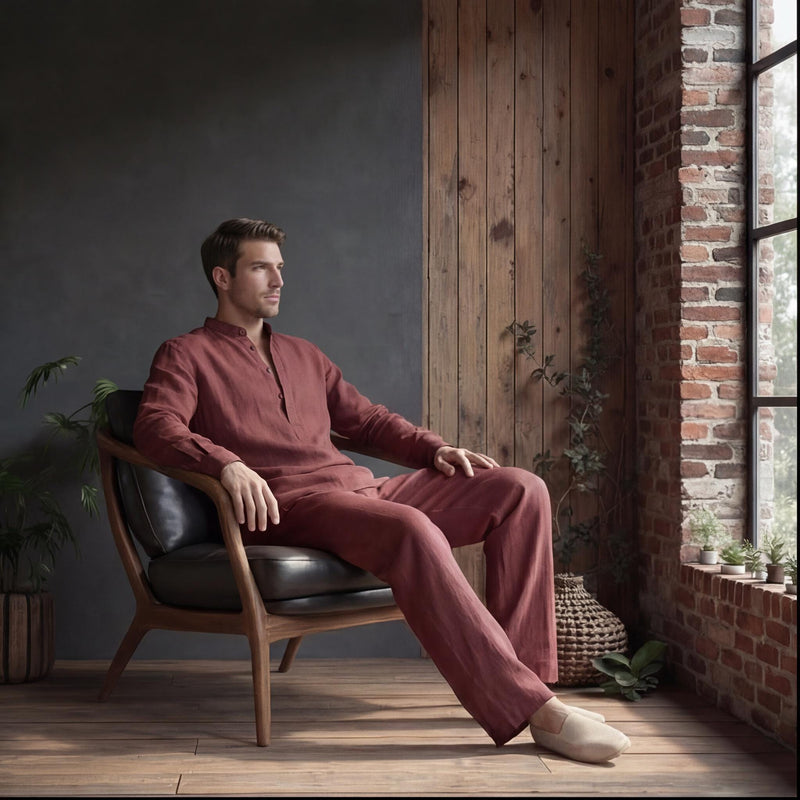 Men's Mandarin Collar Linen Shirt, Custom Fit, photo 4
