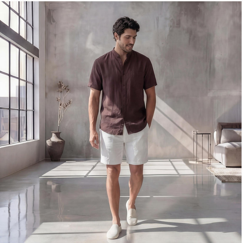 Men's Plus Size Short Sleeve Linen Shirt, photo 3