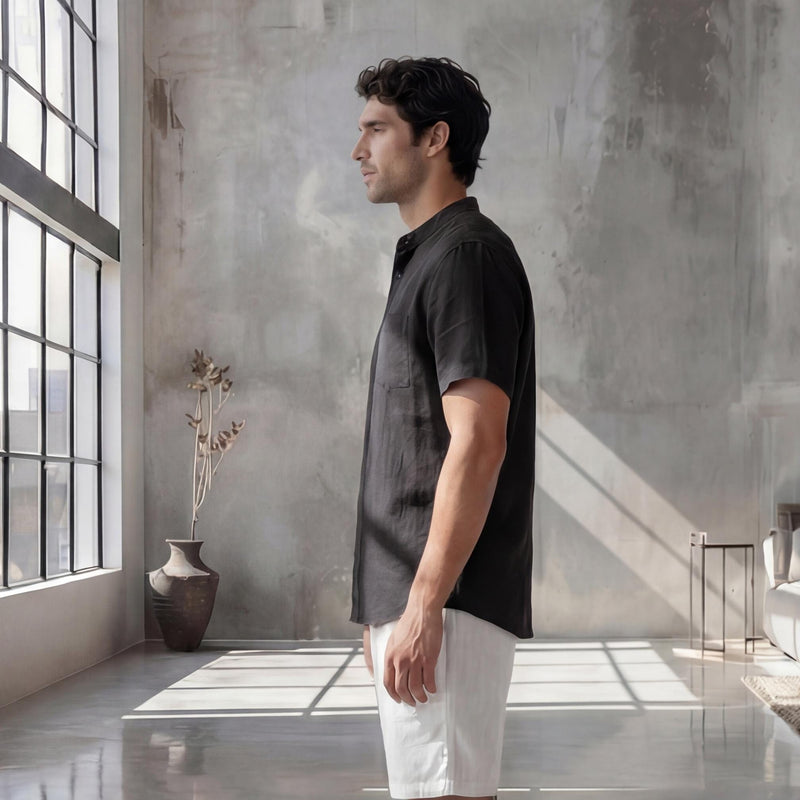 Men's Short Sleeve Linen Button Up Shirt, photo 2
