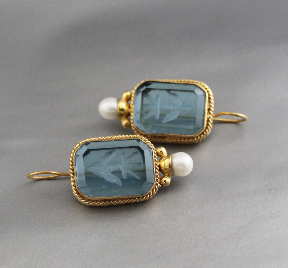 Intaglio Earrings, 1920s Art Deco Edwardian Style, photo 5