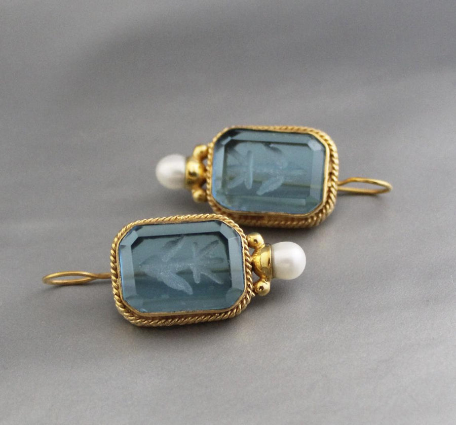 Intaglio Earrings, 1920s Art Deco Edwardian Style, photo 5