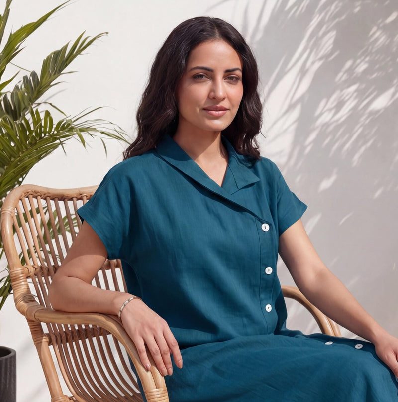 Washed Linen Tunic, Long Linen Shirt Dress, Summer linen tunic dress with pockets, Linen Clothing for Woman