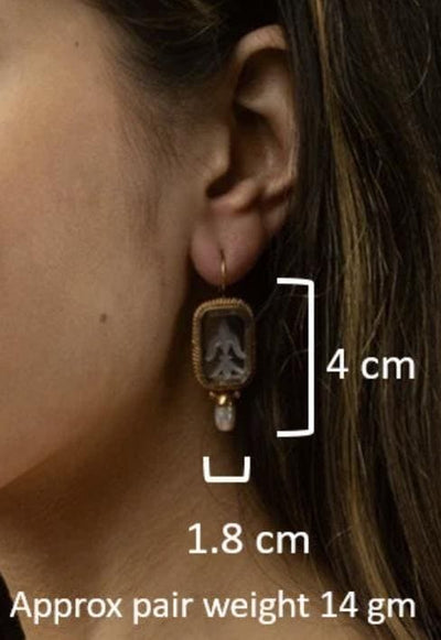 Intaglio Earrings, 1920s Art Deco Edwardian Style, photo 3