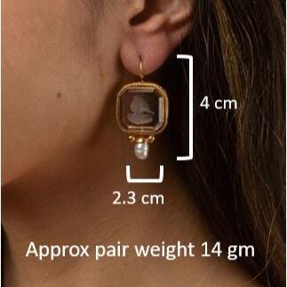 Intaglio Crystal Earrings, Victorian Style, Gold Filled, photo 3
