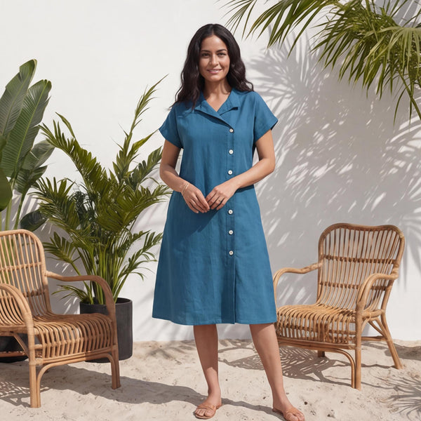 Washed Linen Tunic, Long Linen Shirt Dress, Summer linen tunic dress with pockets, Linen Clothing for Woman