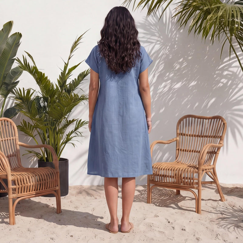 Linen Tunic, Short Sleeve Dress with pockets, Oversized Linen Tunic Dress, Long Linen Shirt, Maternity Dress