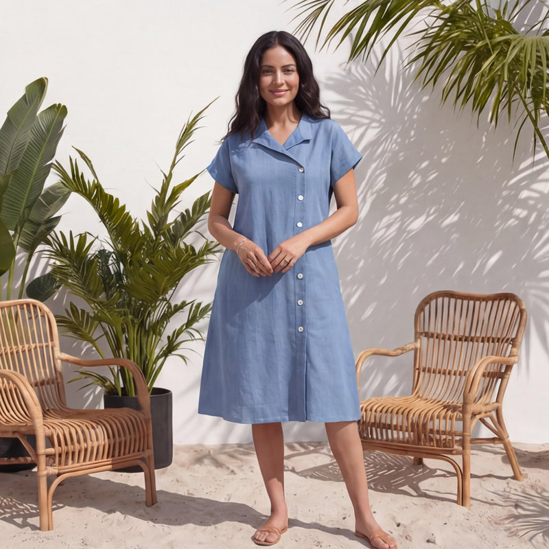 Linen Tunic, Short Sleeve Dress with pockets, Oversized Linen Tunic Dress, Long Linen Shirt, Maternity Dress