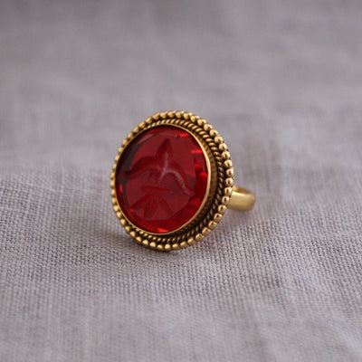 Red Fleur-de-lis Intaglio Ring, Victorian Cocktail Ring, photo 3