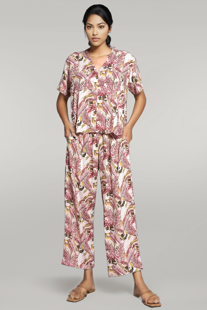 Trending leaf Print Pj set, Bridesmaid wedding loungewear set