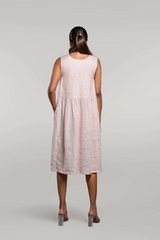 Linen Sleeveless Midi Dress, Handmade Fall clothing