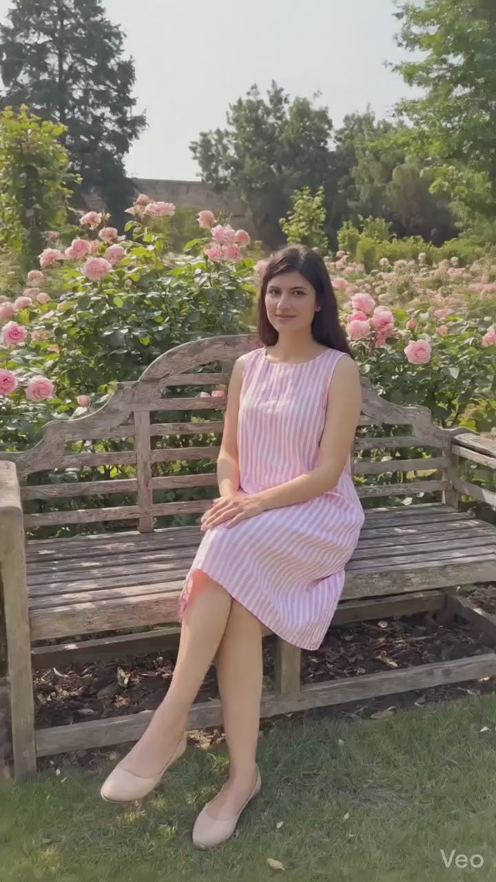 Linen Midi Dress with Pockets, Boat Neck Summer Dress, Plus Size Clothing, Sleeveless Boho Summer Dress