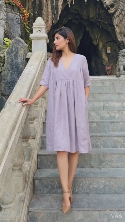 Flax Linen A-Line Empire Waist Dress: product video
