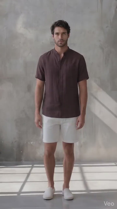 Men's Plus Size Short Sleeve Linen Shirt: product video