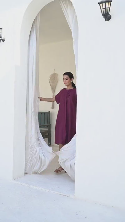 Loose Linen Tunic Dress, Bow Back: product video