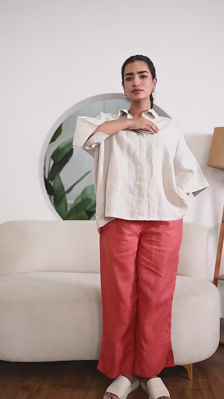 Linen Wide Leg Palazzo Pants with Pockets - Eco-Friendly Trousers, Flat Front