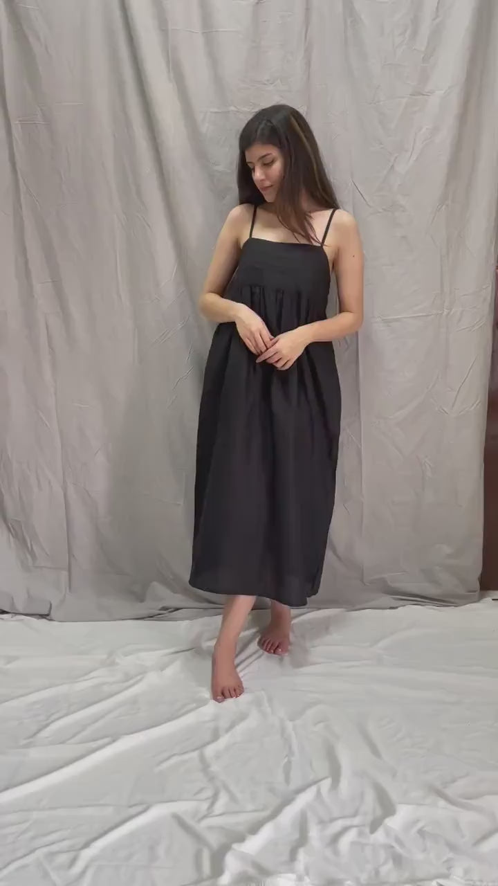 Black Linen Maxi Dress, Sleeveless Summer Dress with Straps, Minimalist  Handmade Casual Dress with Pockets, plus size clothing