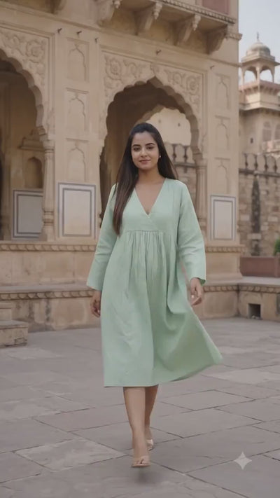Linen Tunic Dress, Empire Waist: product video