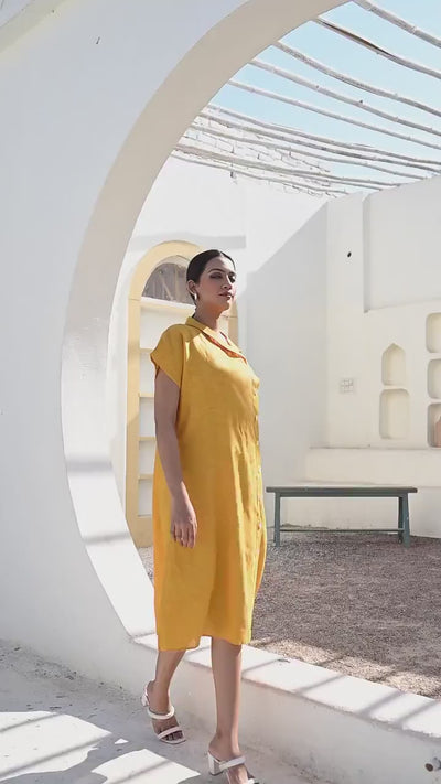 Linen Button Down Shirt Dress: product video