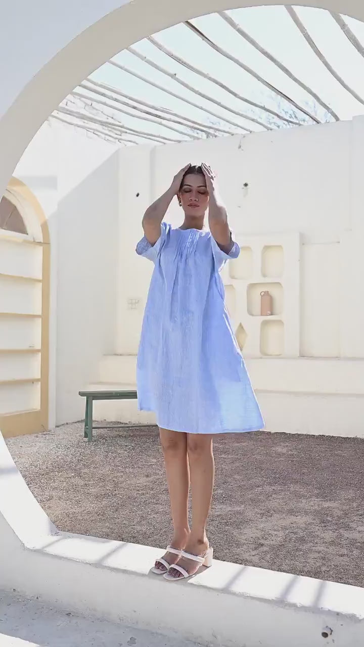 Linen Tunic Dress: Loose Fit, Bow Back, Linen Dress With Pockets, Loose Fit Linen Dress, Linen Midi Dress, Handmade Casual Clothing