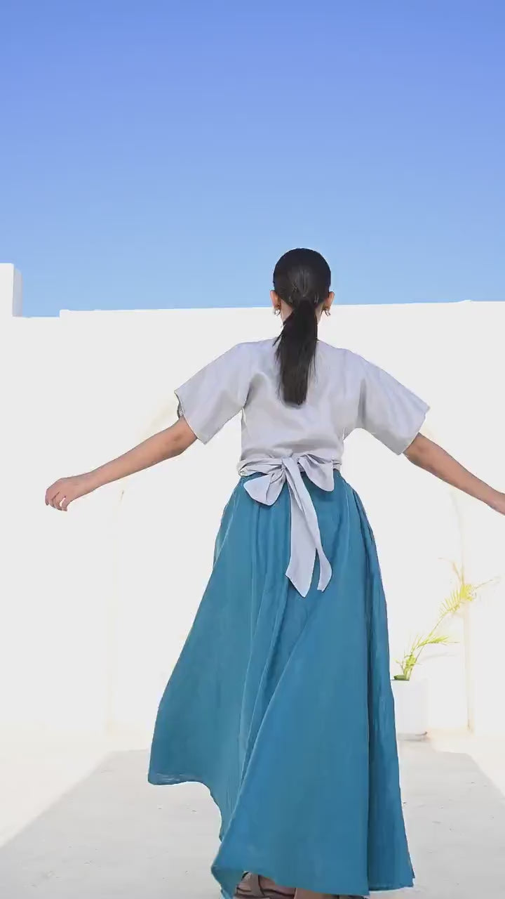 Long Linen Maxi Skirt, Elastic Waist, Full Circle, Plus Size, Spring summer Swing Skirt