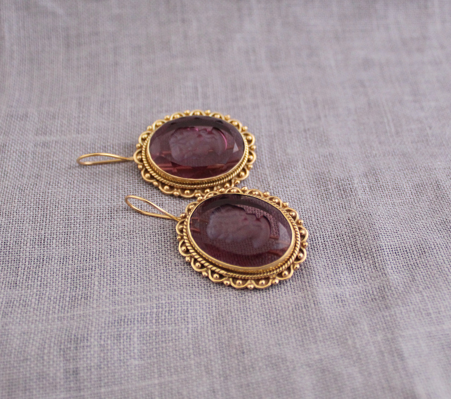 Red Crystal Intaglio Earrings