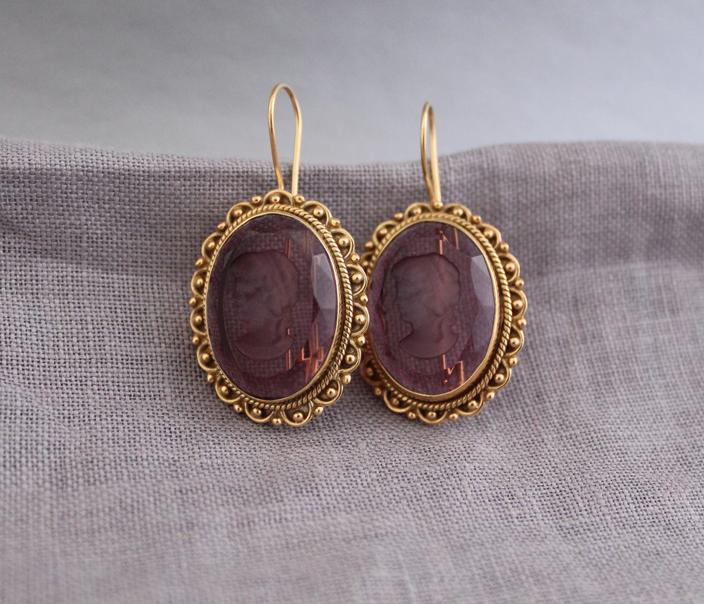 Red Crystal Intaglio Earrings