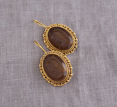 Brown Crystal Intaglio Earrings