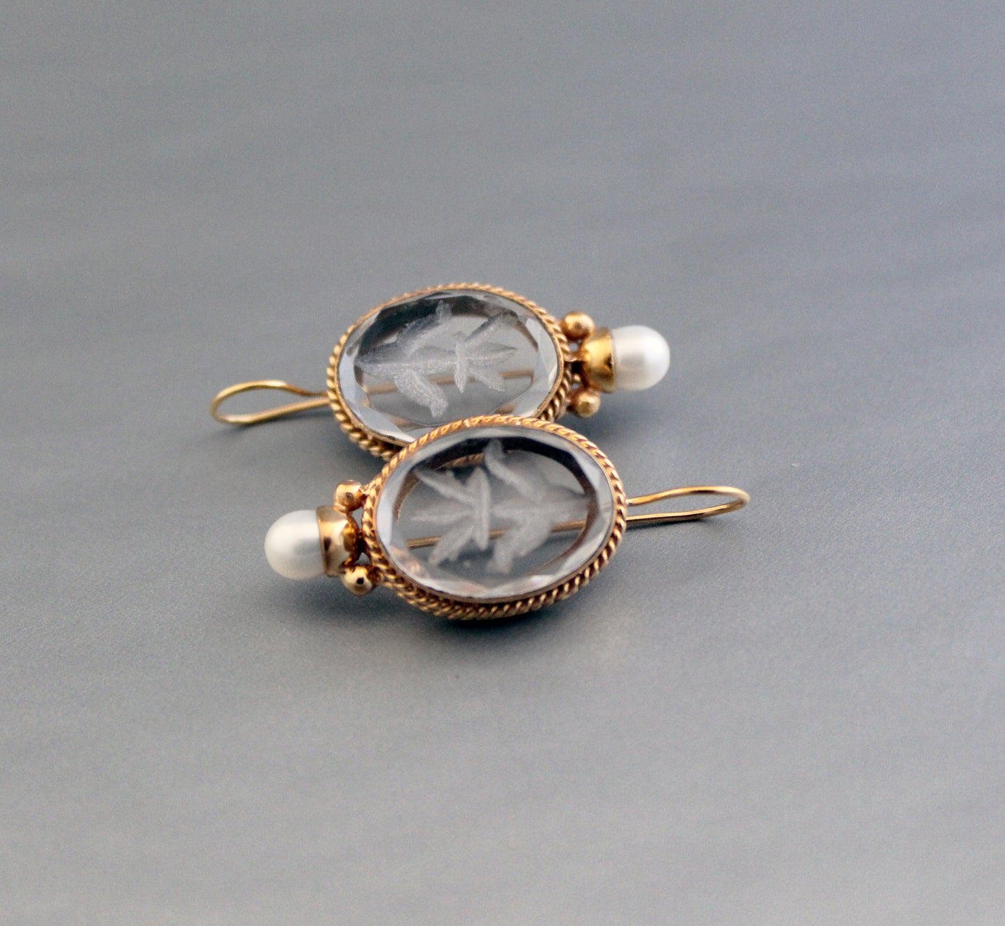 White Antique Intaglio Earrings