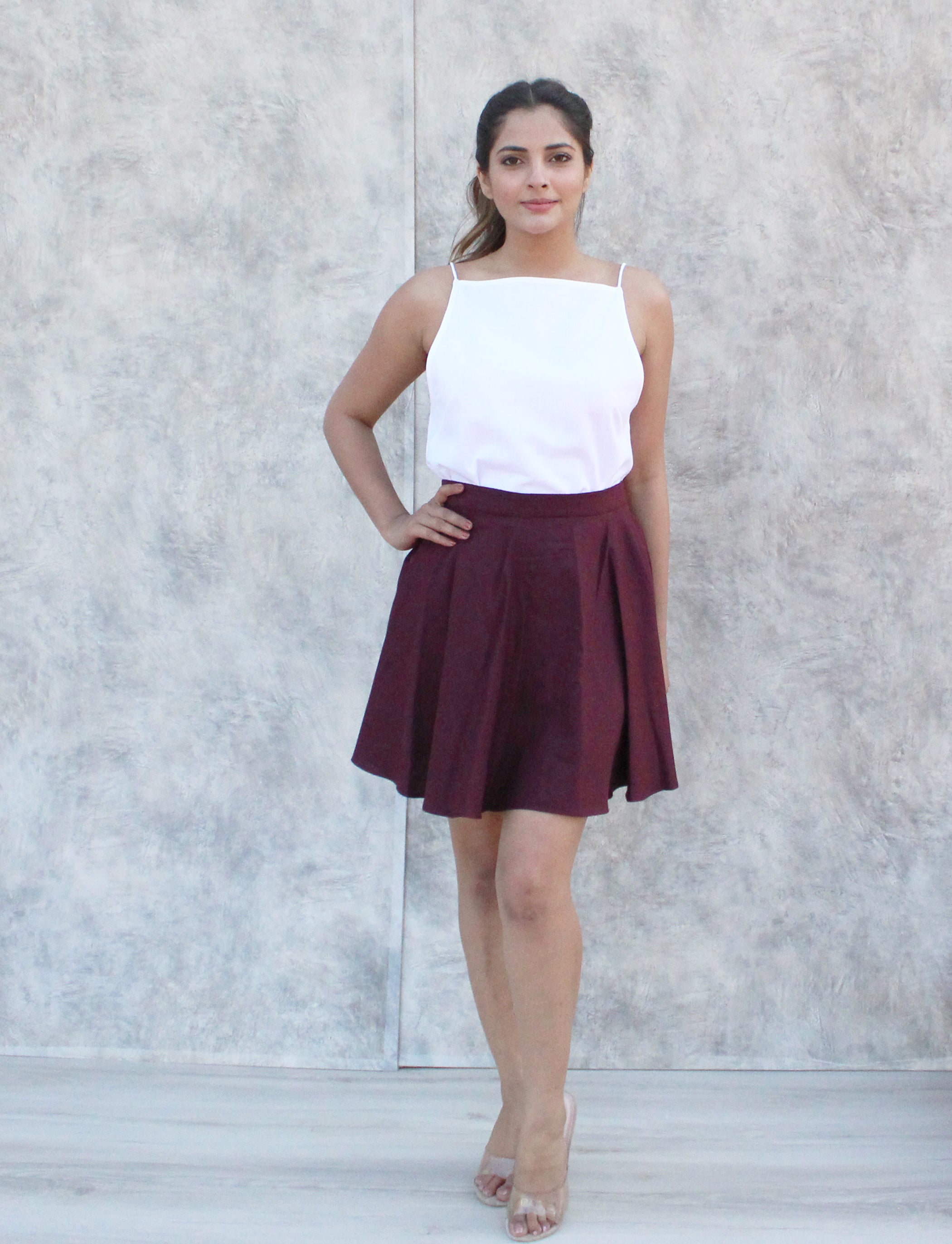 Skater Mini Layered Linen Skirt