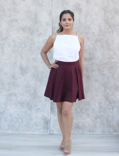 Skater Mini Layered Linen Skirt